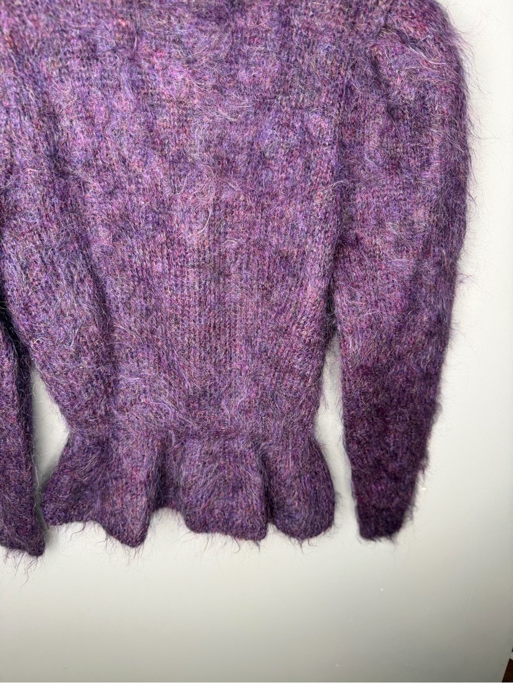Handmade Royal Purple Mohair Peplum Cardigan - Picture 10 of 11